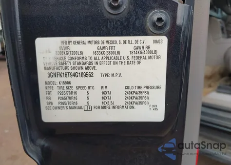 2004 Chevrolet Suburban 1500 Lt z USA, uszkodzony, nr VIN 3GNFK16T94G109562